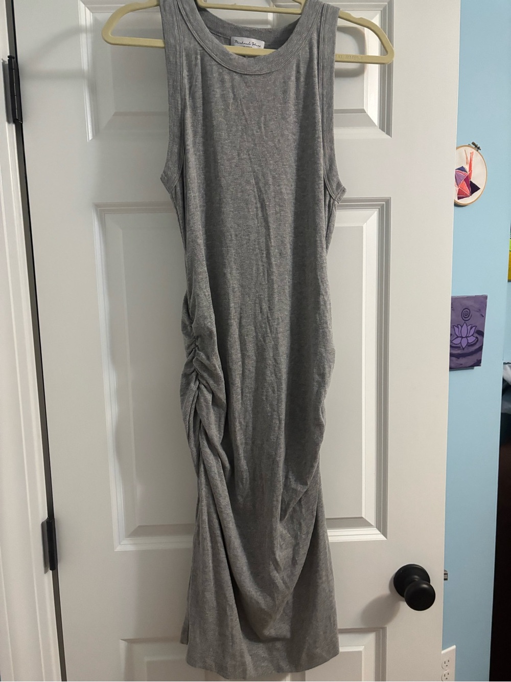 Michael Stars Gray Sleeveless Ruched Side Maxi Dress